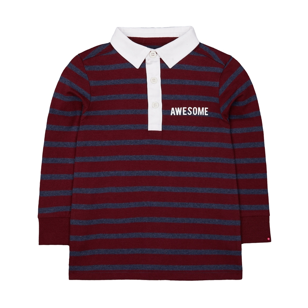 

Boys Full Sleeves Polo T-Shirt Striped - Burgundy