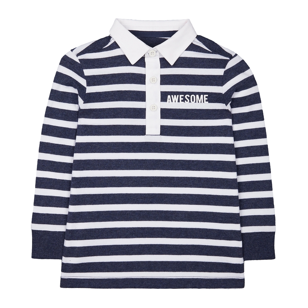 

Boys Full Sleeves Polo T-Shirt Striped - Navy