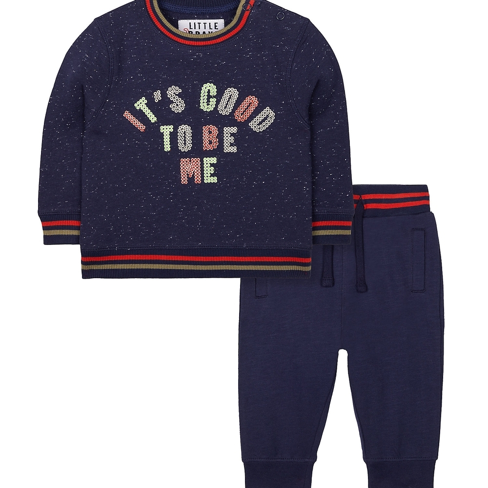 

Navy Sequin Good To Be Me Sweat Top And Joggers Set