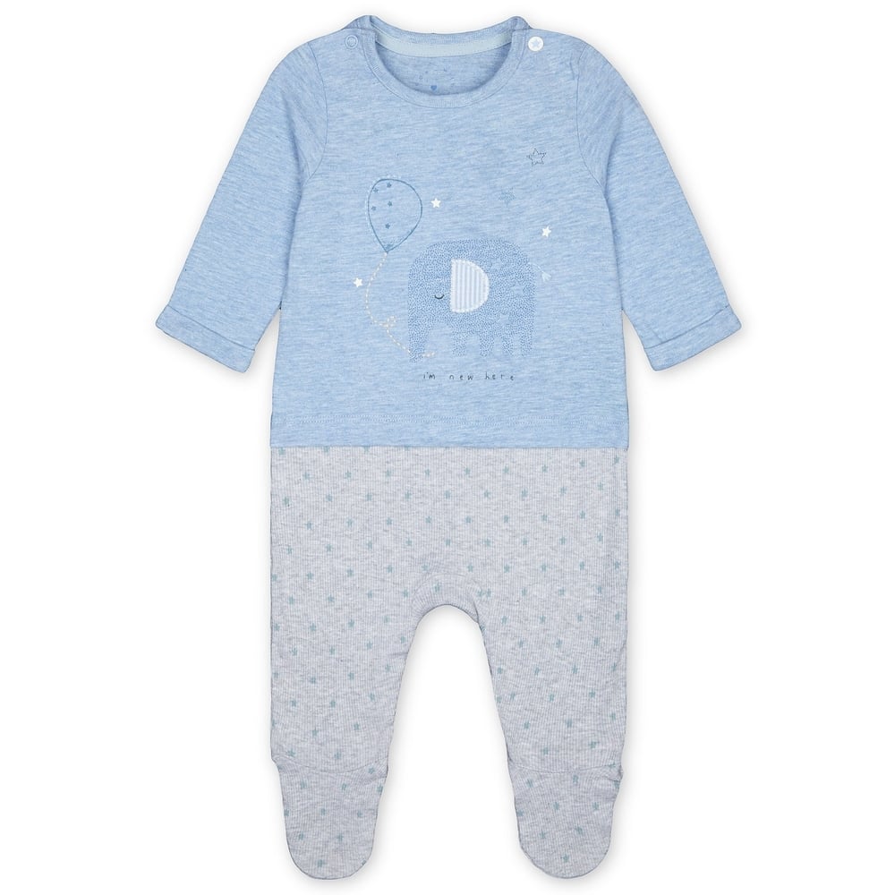 

Boys Full sleeves Elephant print Mock romper - Blue