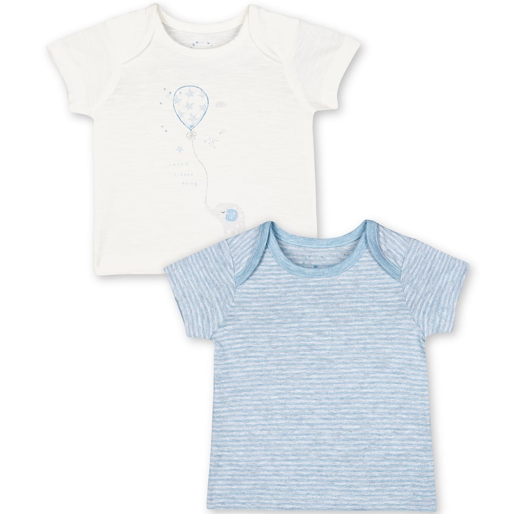 

My First Elephant Balloon And Stripe T-Shirts - 2 Pack