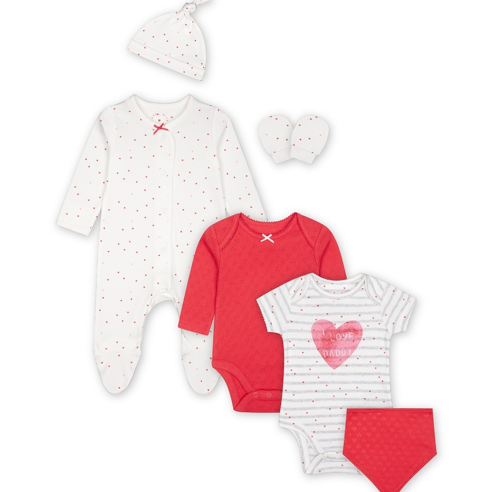 

Girls 6 Piece Set Heart Print - Pink