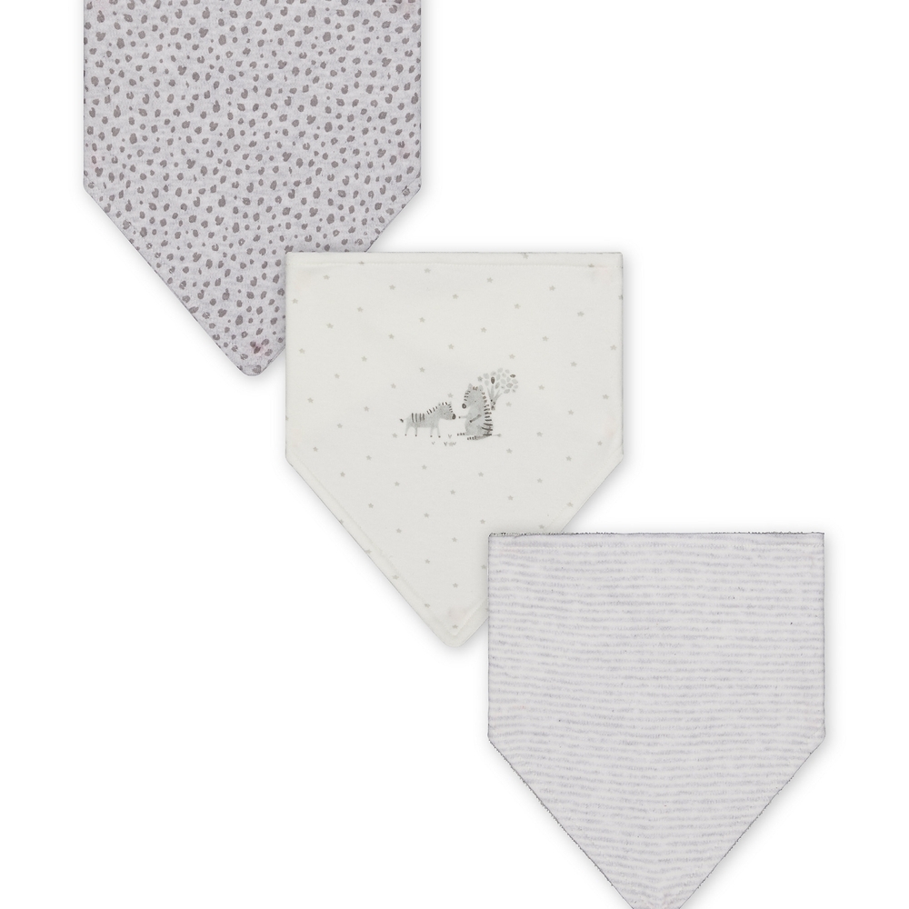 

Unisex Printed Bibs - Pack of 3 - Grey