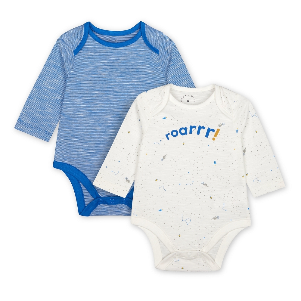 

Boys Full Sleeves Bodysuit Text Print - Pack Of 2 - Multicolor