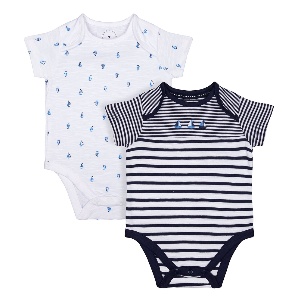 

Boys Half Sleeves Bodysuit Boat Embroidery - Pack Of 2 - Multicolor