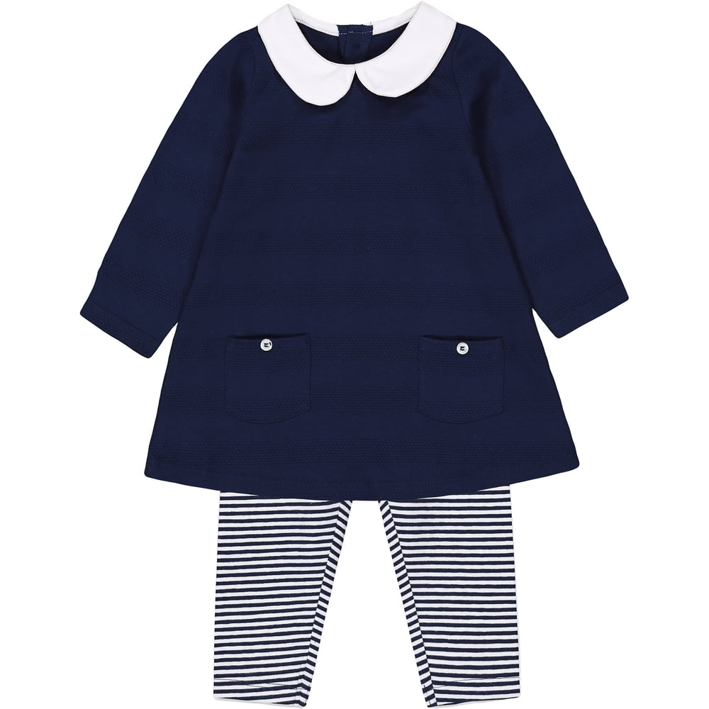 

Navy Tunic And Striped Leggings Set