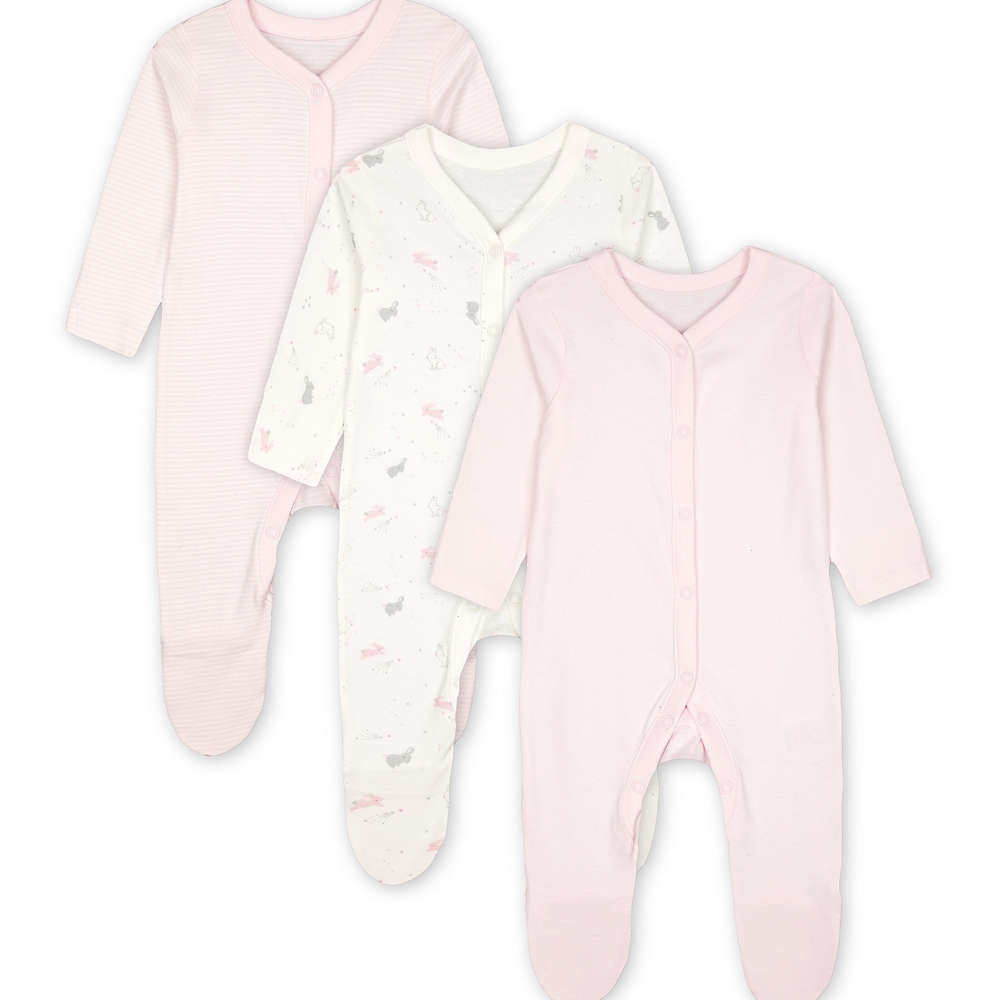 

Girls Full Sleeves Sleepsuit Printed - Pack Of 3 - Pink