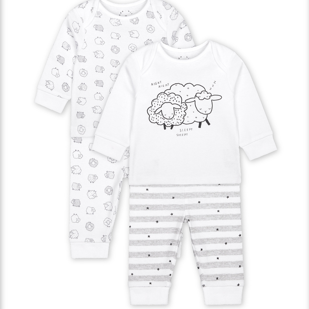 

Unisex Full Sleeves Pyjama Set Sheep Print - Pack Of 2 - White