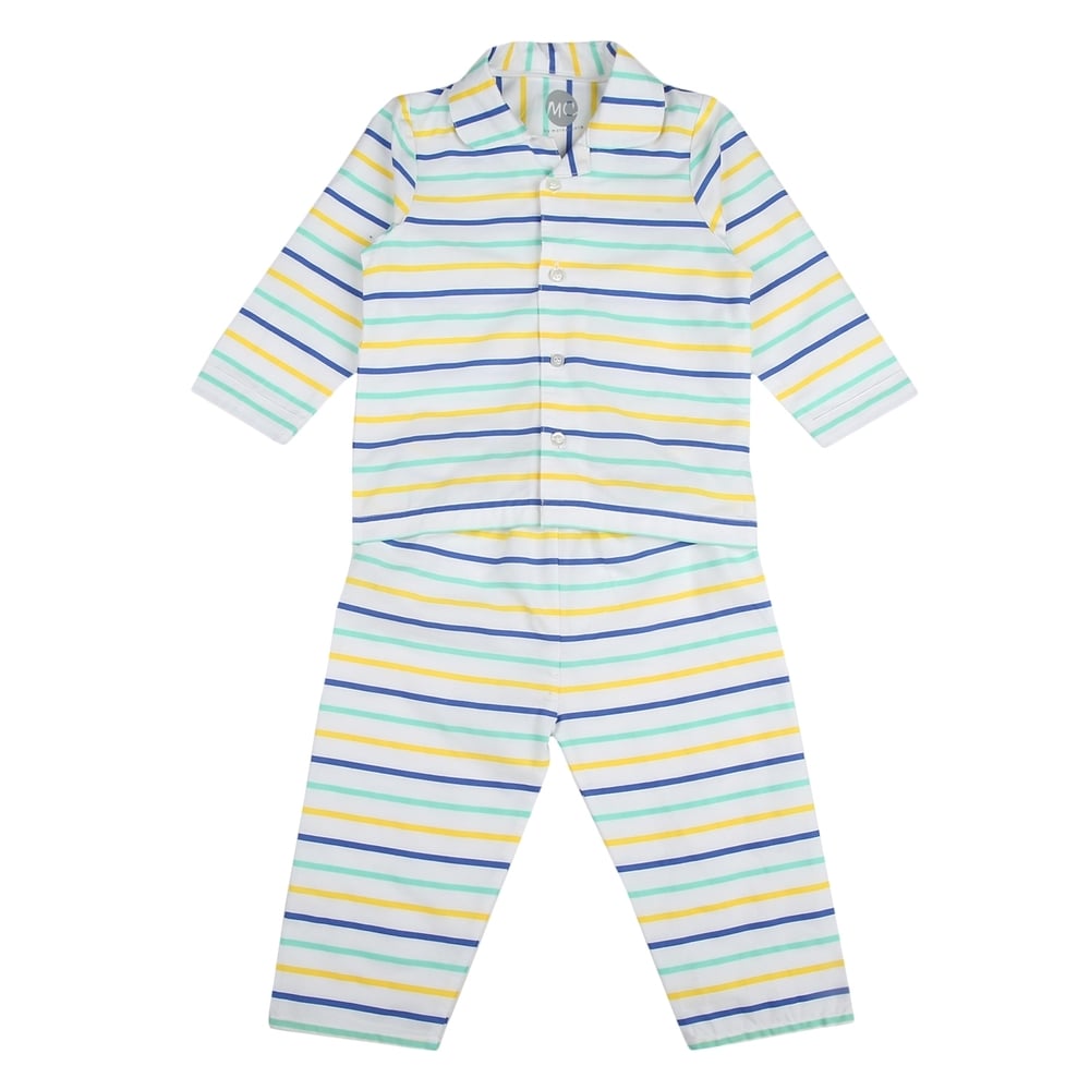 

Unisex Full sleeves Striped Pyjamas - White