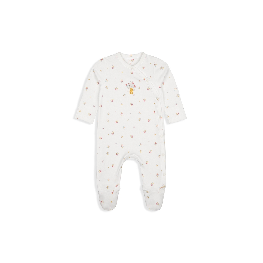 

Girls Full Sleeves Romper Mouse Embroidery - White
