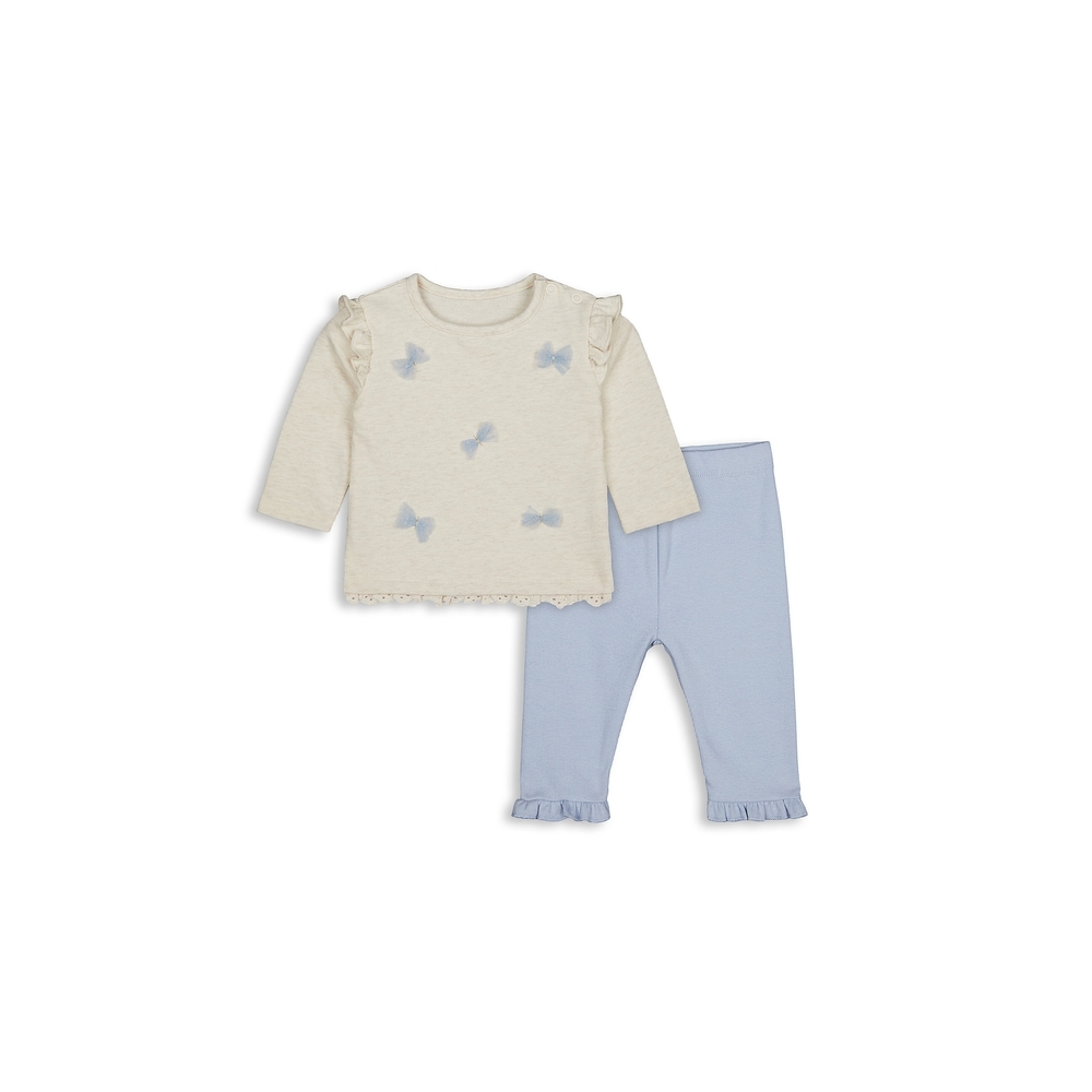 

Girls Full Sleeves Top And Legging Set 3D Butterfly Design - Blue
