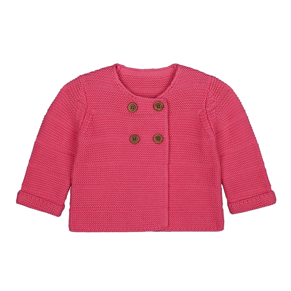 

Girls Full Sleeves Cardigan Turned-Up Cuffs - Pink