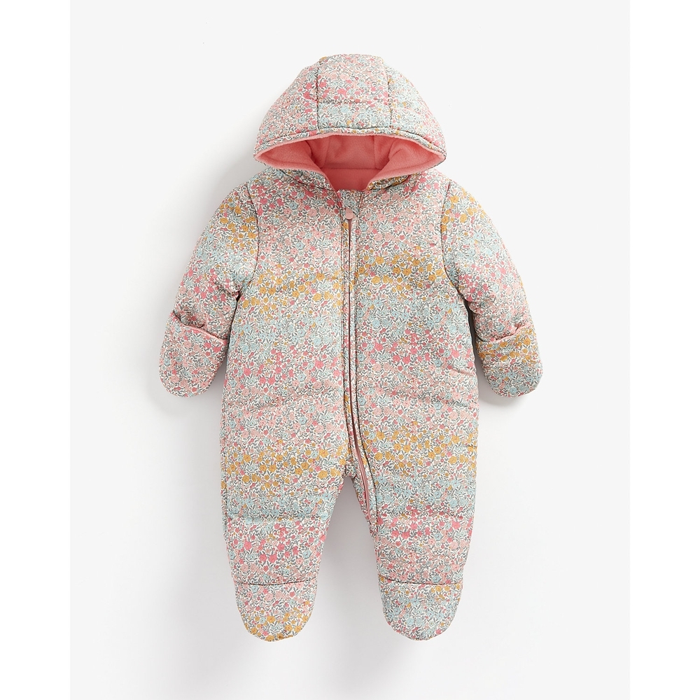 

Girls Full Sleeves Snowsuit Floral Print - Multicolor