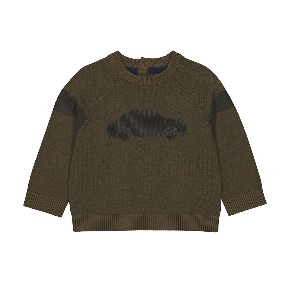 

Boys Full Sleeves Sweater Car Pattern - Khaki