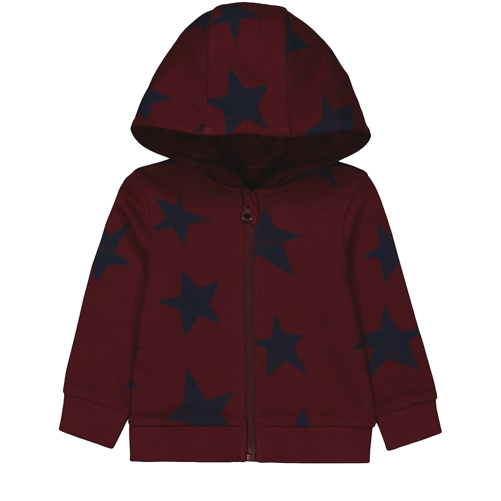 

Boys Full Sleeves Hooded Sweatshirt Star Print - Burgundy