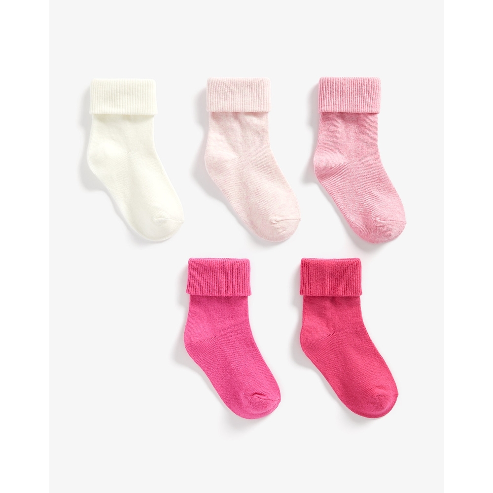 

Girls Turn-Over-Top Socks - Pack Of 5 - Pink