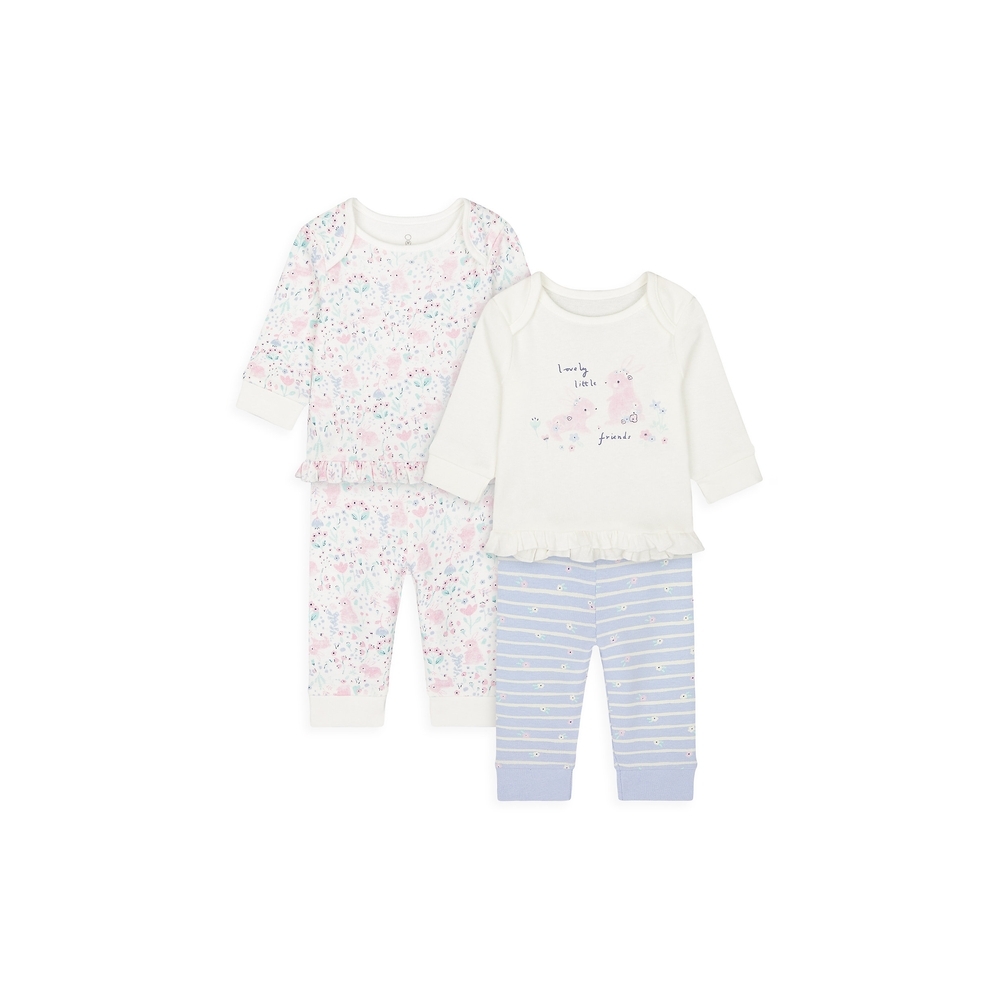 

Girls Full Sleeves Pyjama Set Bunny Print - Pack Of 2 - Multicolor
