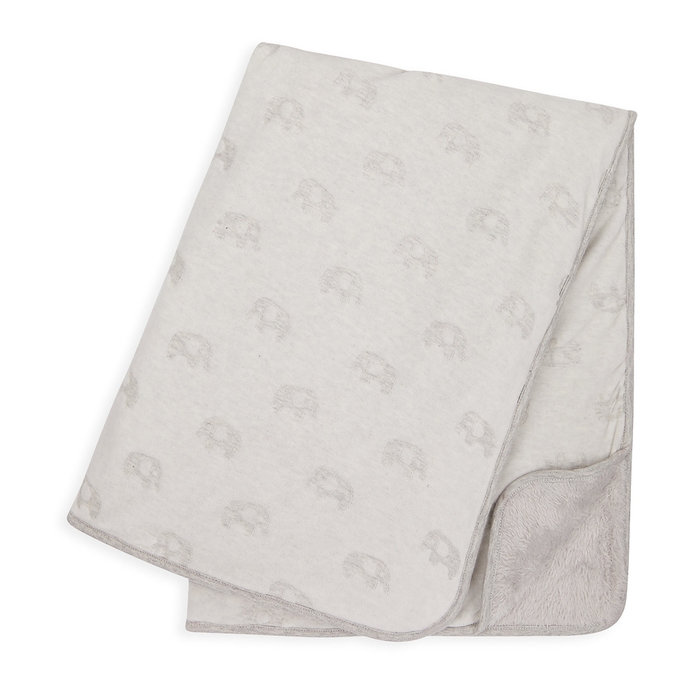

Unisex Velour Fleece Lined Shawl Elephant Design - Grey