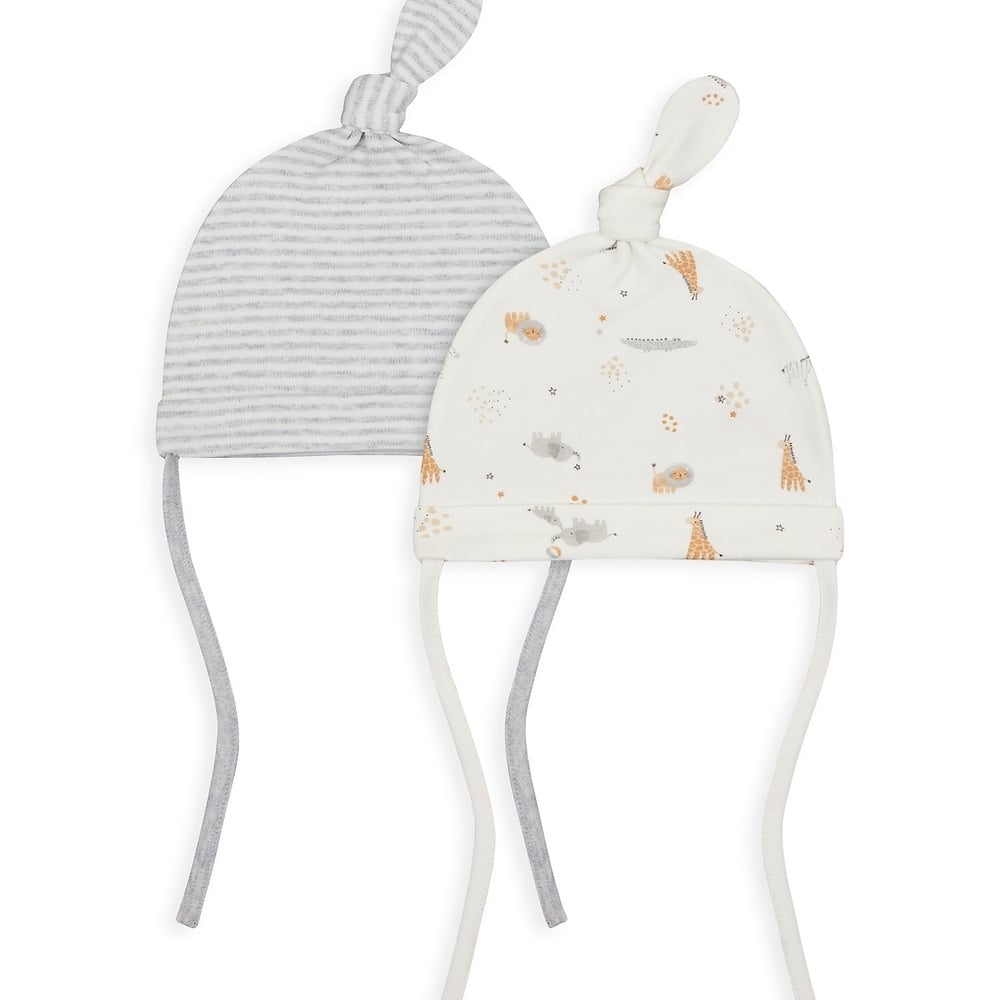 

Unisex Hat Striped And Printed - Pack Of 2 - Grey White