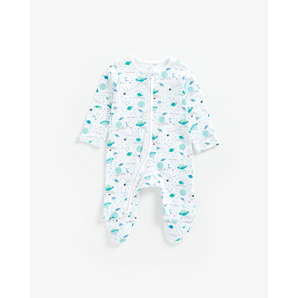 

Boys Full Sleeves Romper Space Print - White