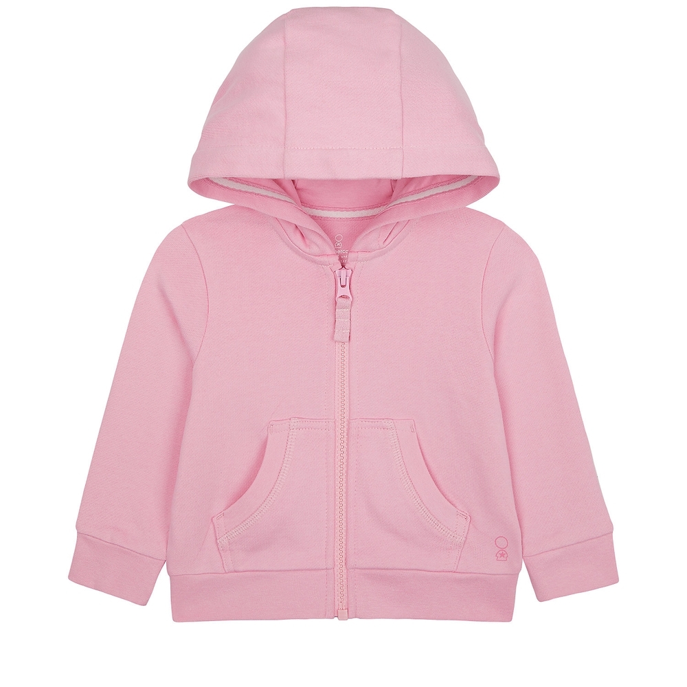 

Girls Full Sleeves Hooded Sweatshirt Zip Through Opening - Pink