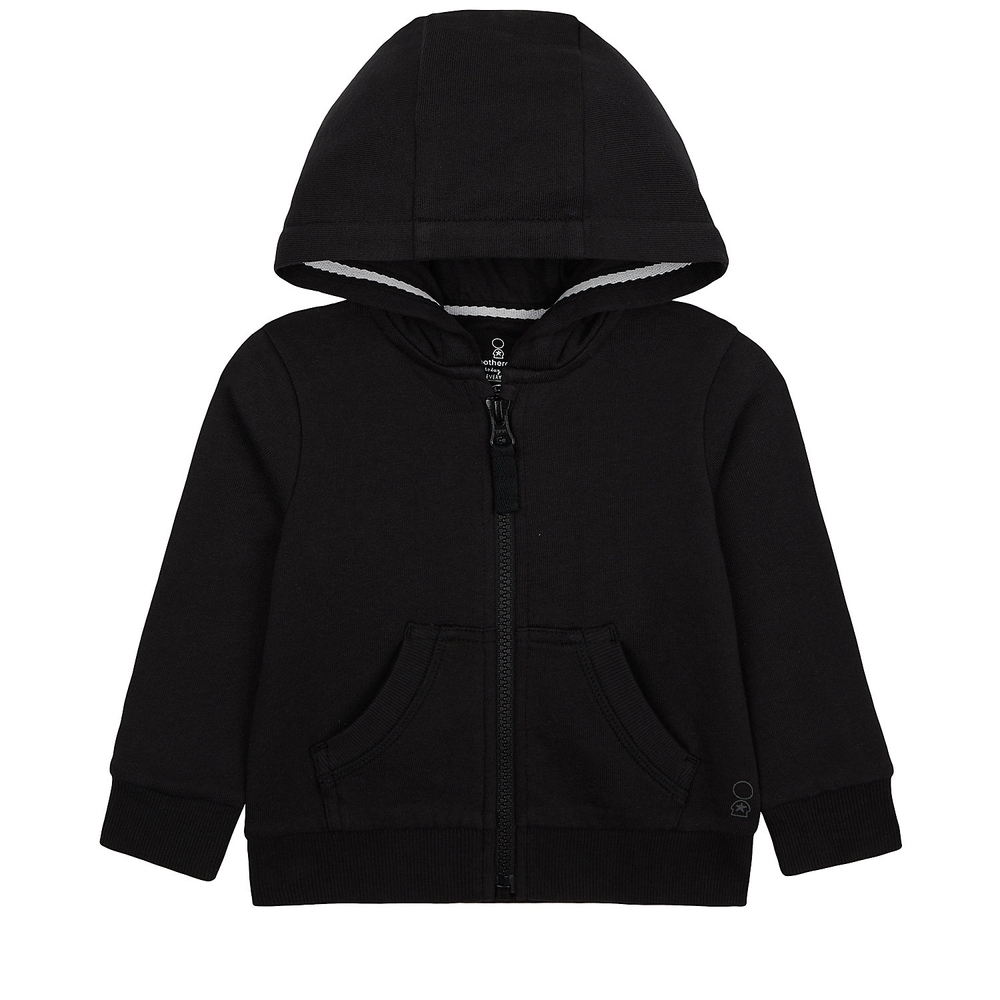

Boys Full Sleeves Hooded Sweatshirt With Zip Opening - Black