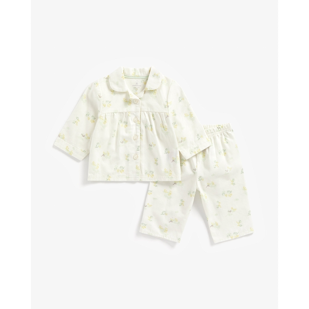 

Girls Full Sleeves Pyjama Set Flower Print - White