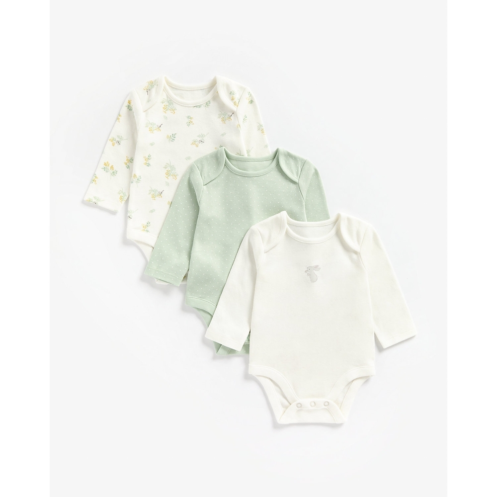 

Girls Full Sleeves Bodysuit Bunny And Floral Print - Pack Of 3 - Multicolor