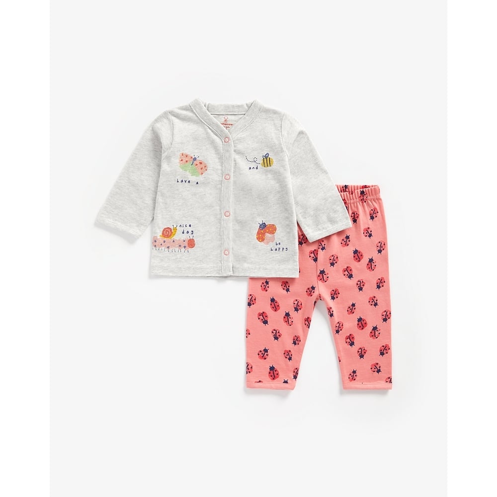 

Girls Full Sleeves Pyjama Set Bug Print - Multicolor