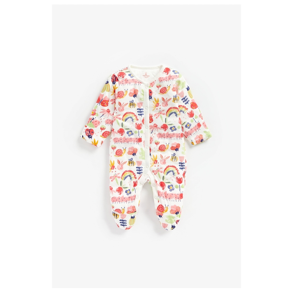 

Girls Full Sleeves Wadded Sleepsuit Bug Print - Multicolor