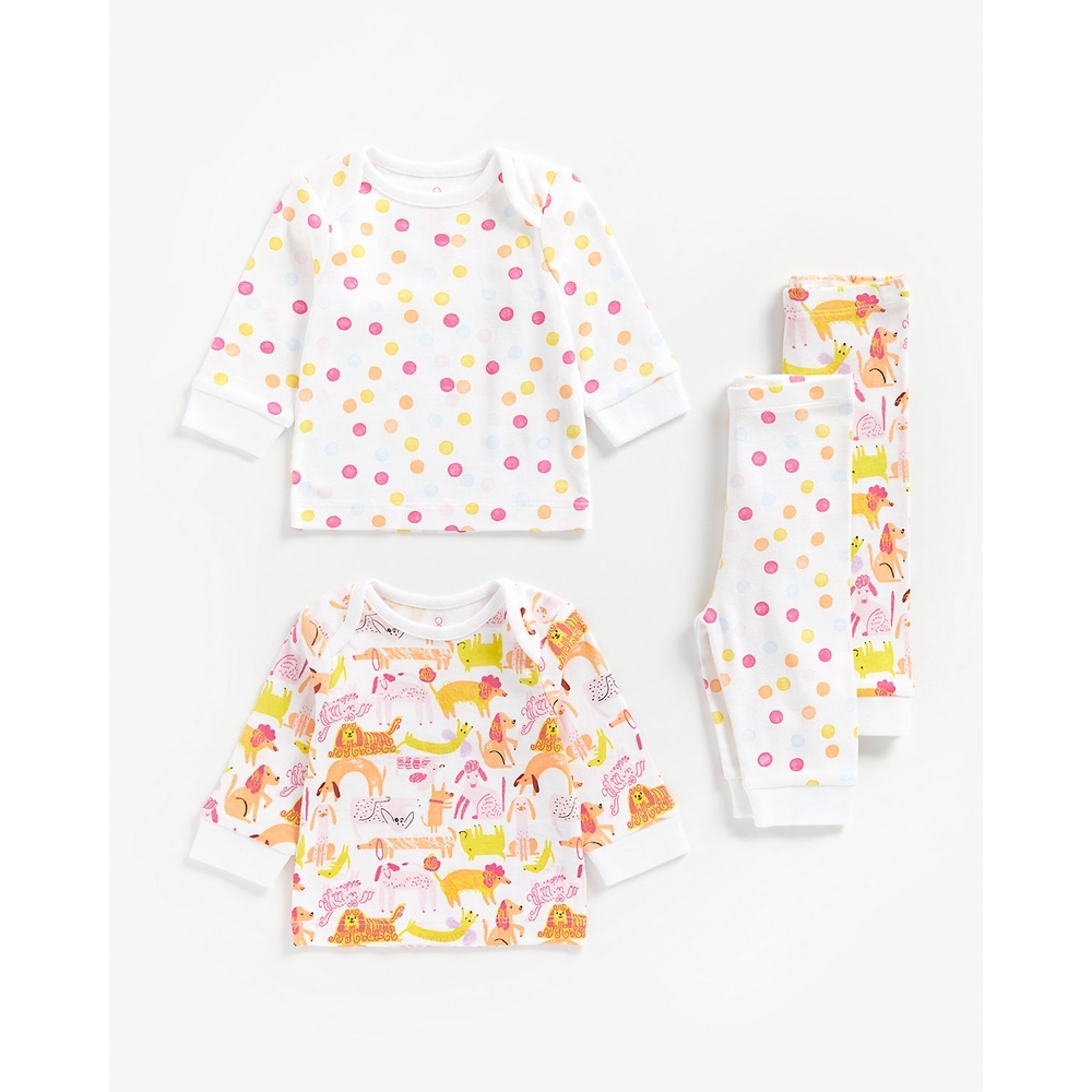 

Girls Full Sleeves Pyjama Set Dog And Spot Print - Pack Of 2 - Multicolor
