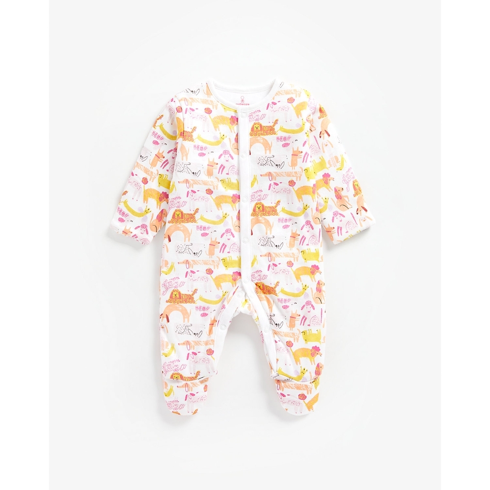 

Girls Full Sleeves Wadded Sleepsuit Dog Print - Multicolor
