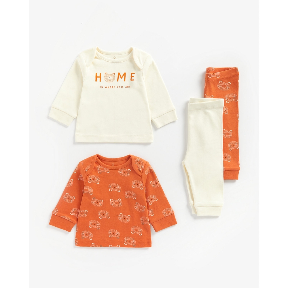

Unisex Full Sleeves Pyjama Set Bear And Slogan Print - Pack Of 2 - Multicolor