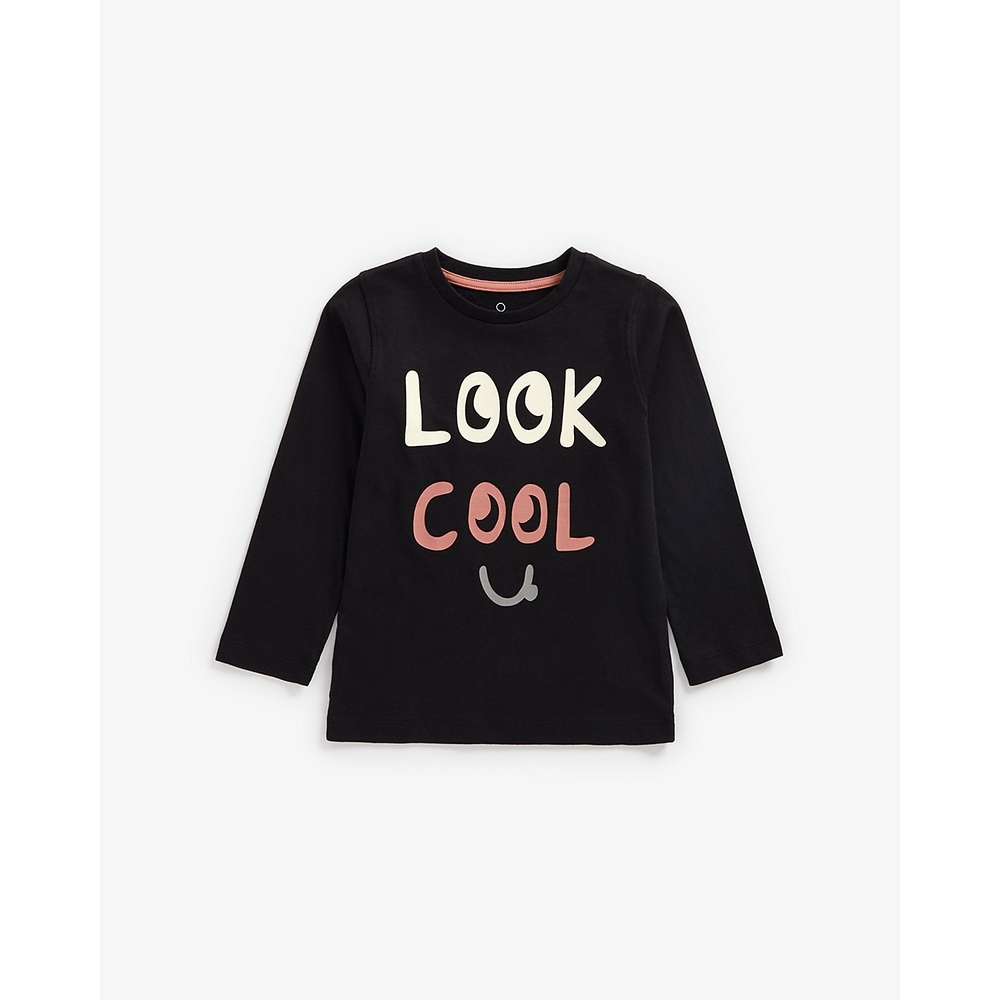 

Boys Full Sleeves T-Shirt Slogan Print - Black