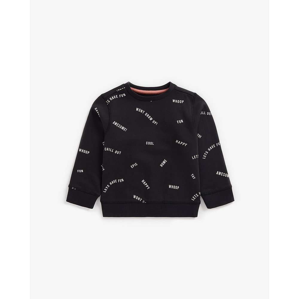 

Boys Full Sleeves Sweatshirt Text Print - Black