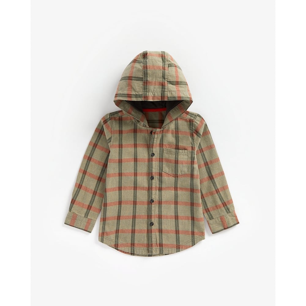 

Boys Full Sleeves Check Shirt With Hood - Multicolor