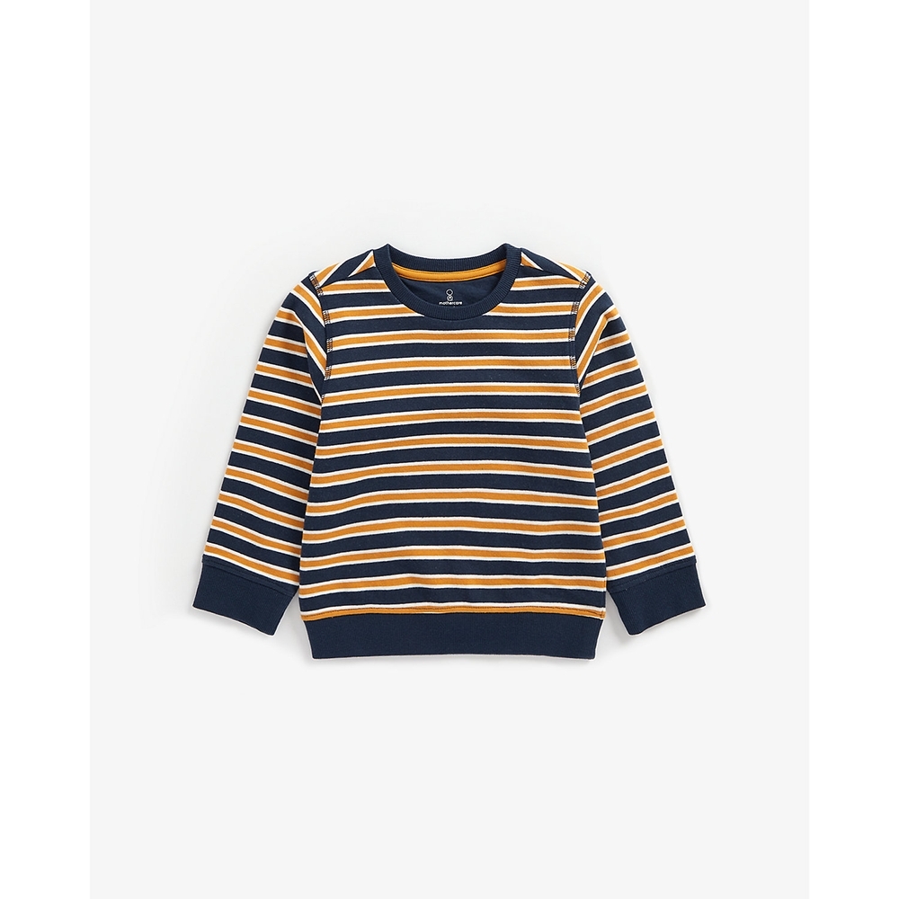 

Boys Full Sleeves Sweatshirt Striped - Navy