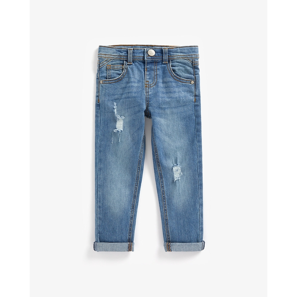 

Boys Mid-Wash Rip And Repair Jeans - Blue