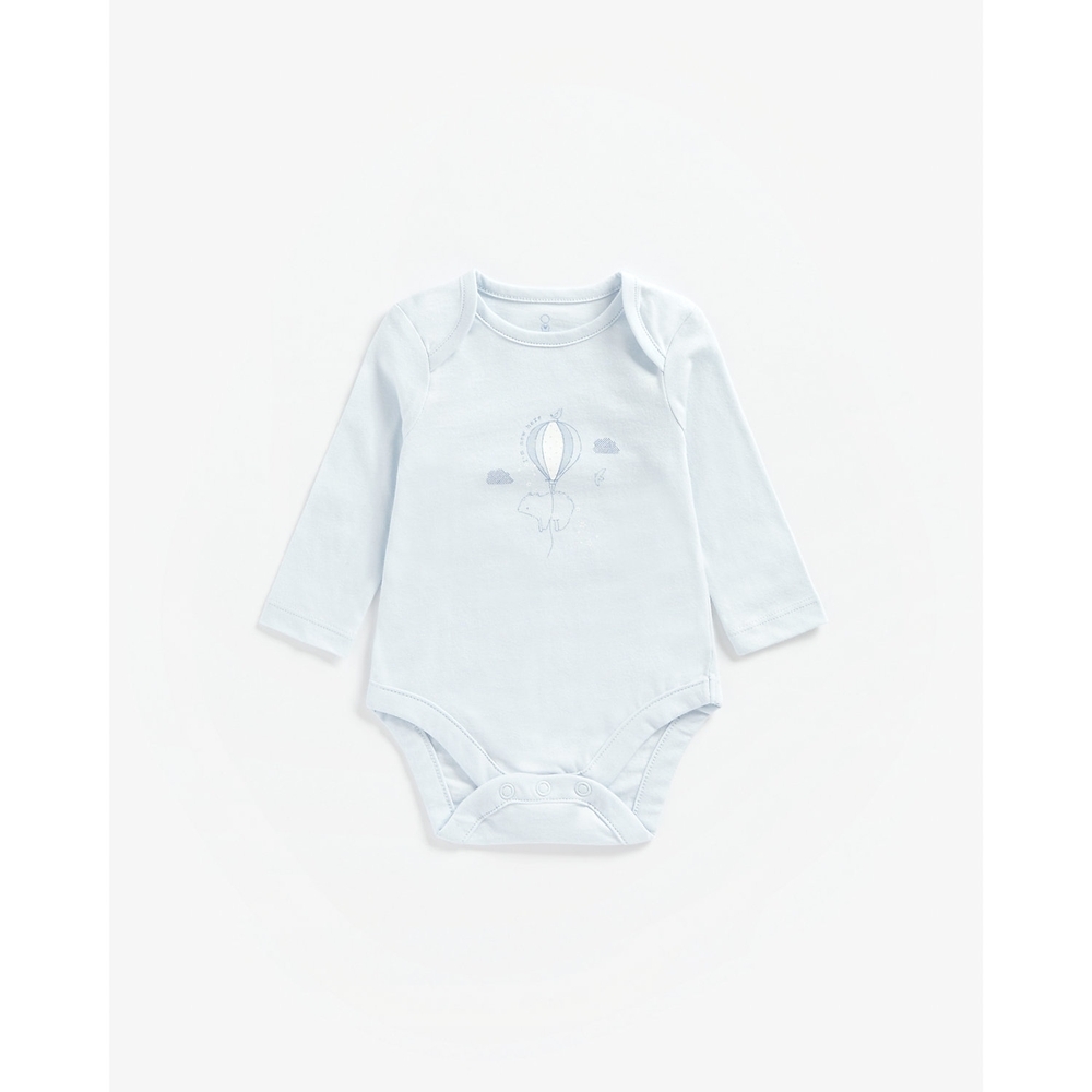 

Boys Full Sleeves Bodysuit Bear Print - Blue