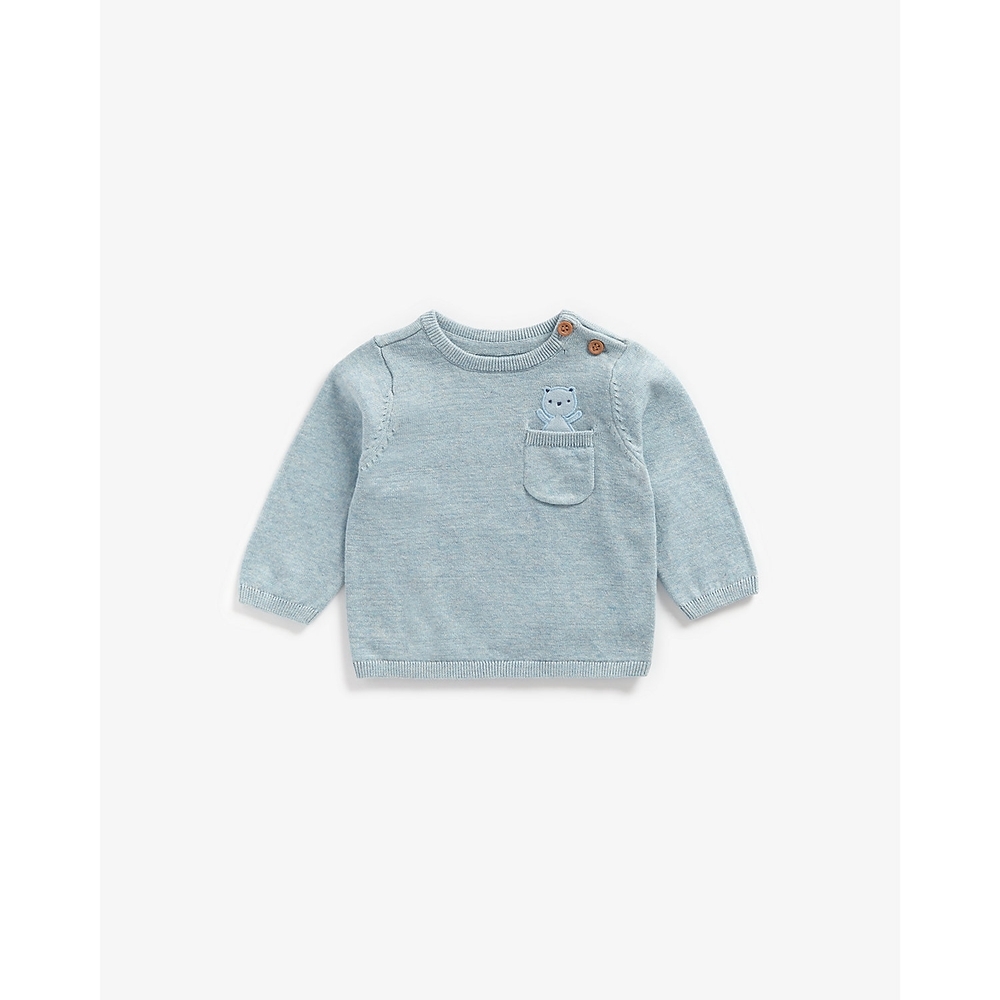 

Boys Full Sleeves Sweater Bear Patchwork - Blue