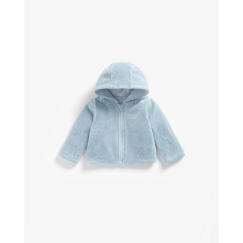 

Boys Full Sleeves Reversible Velour Jacket Hooded - Blue