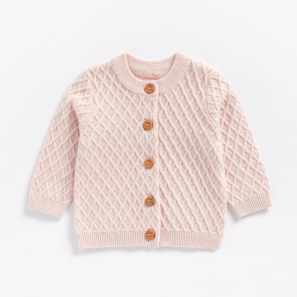 

Girls Full Sleeves Cardigan Diamond Design - Pink