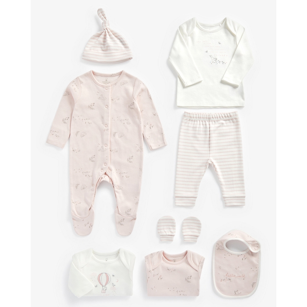 

Girls 8 Piece Set Printed And Striped - Pink