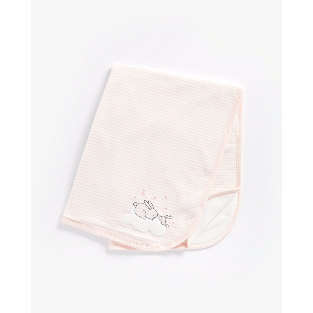

Girls Velour Fleece Lined Shawl Bunny Embroidery - Pink