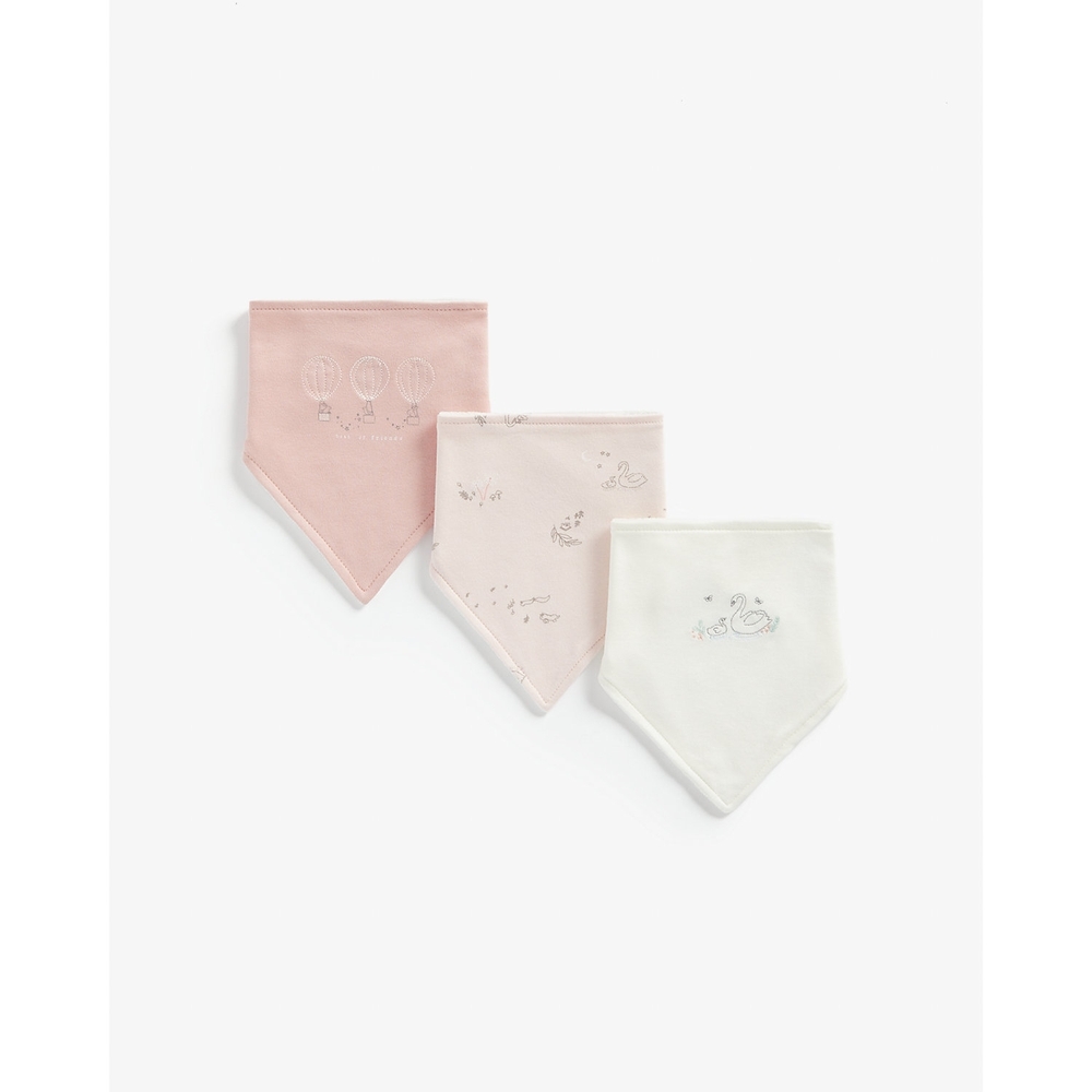 

Girls Bibs Swan Embroidery - Pack Of 3 - Multicolor