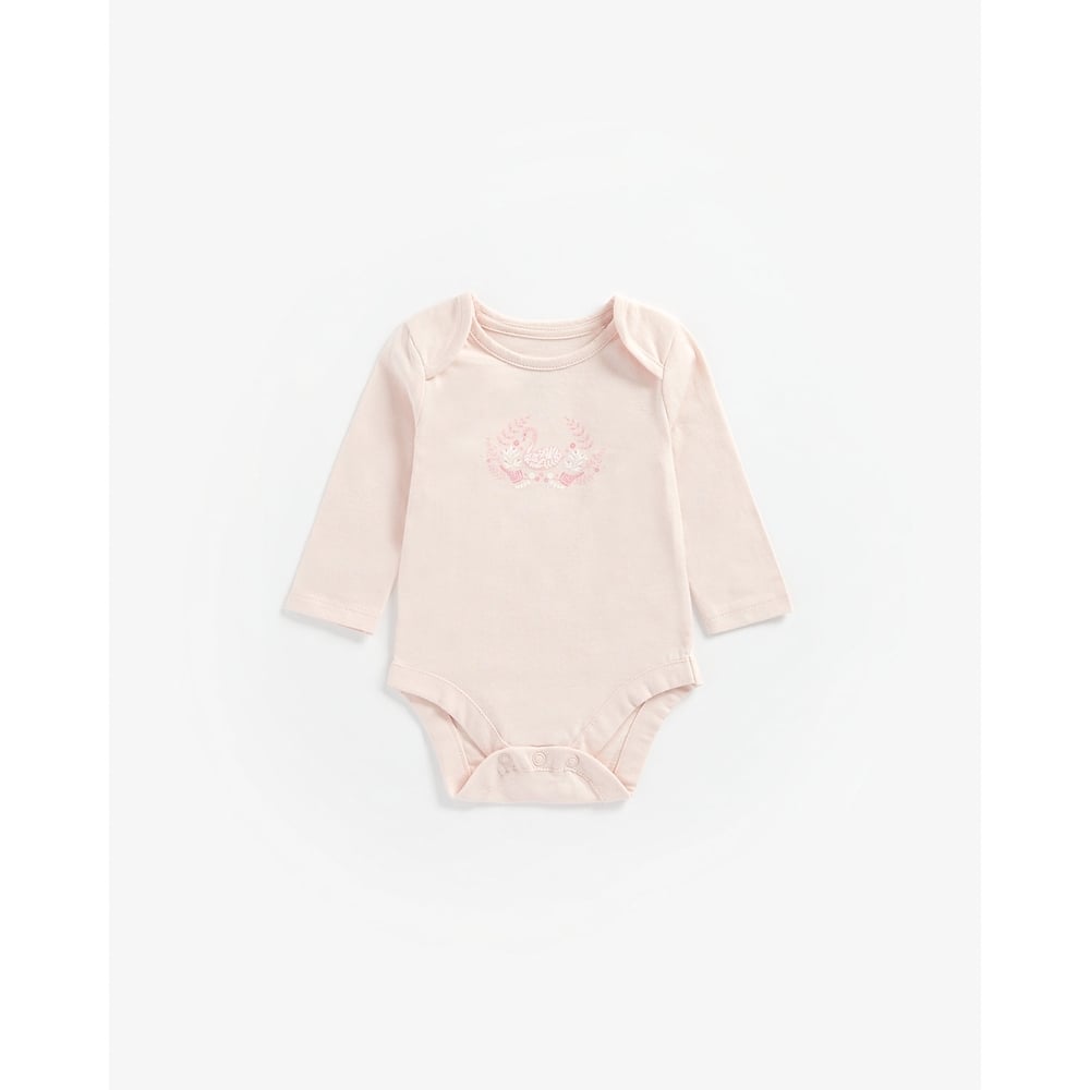 

Girls Full Sleeves Bodysuit Swan Print - Pink