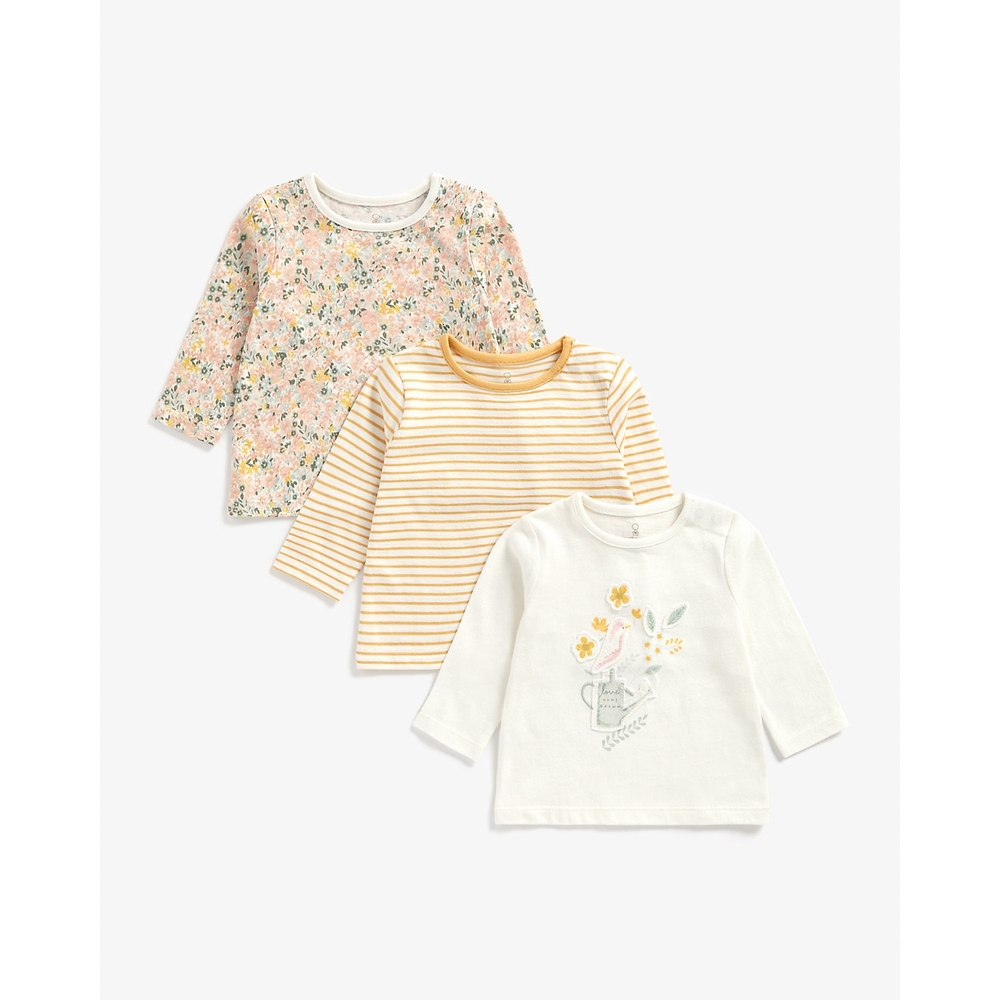 

Girls Full Sleeves T-Shirt Bird And Flower Patchwork - Pack Of 3 - Multicolor