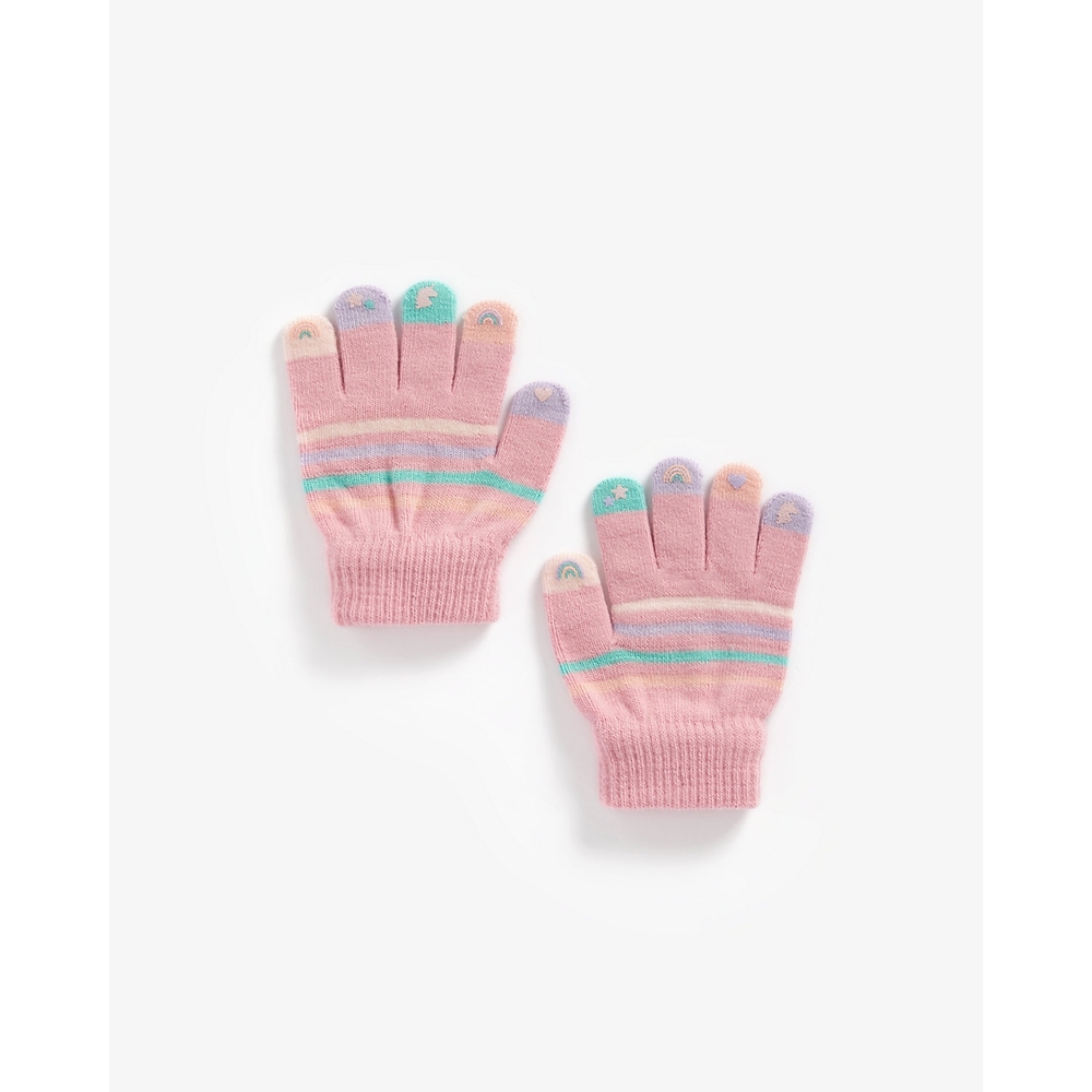 

Girls Gloves Striped - Pink
