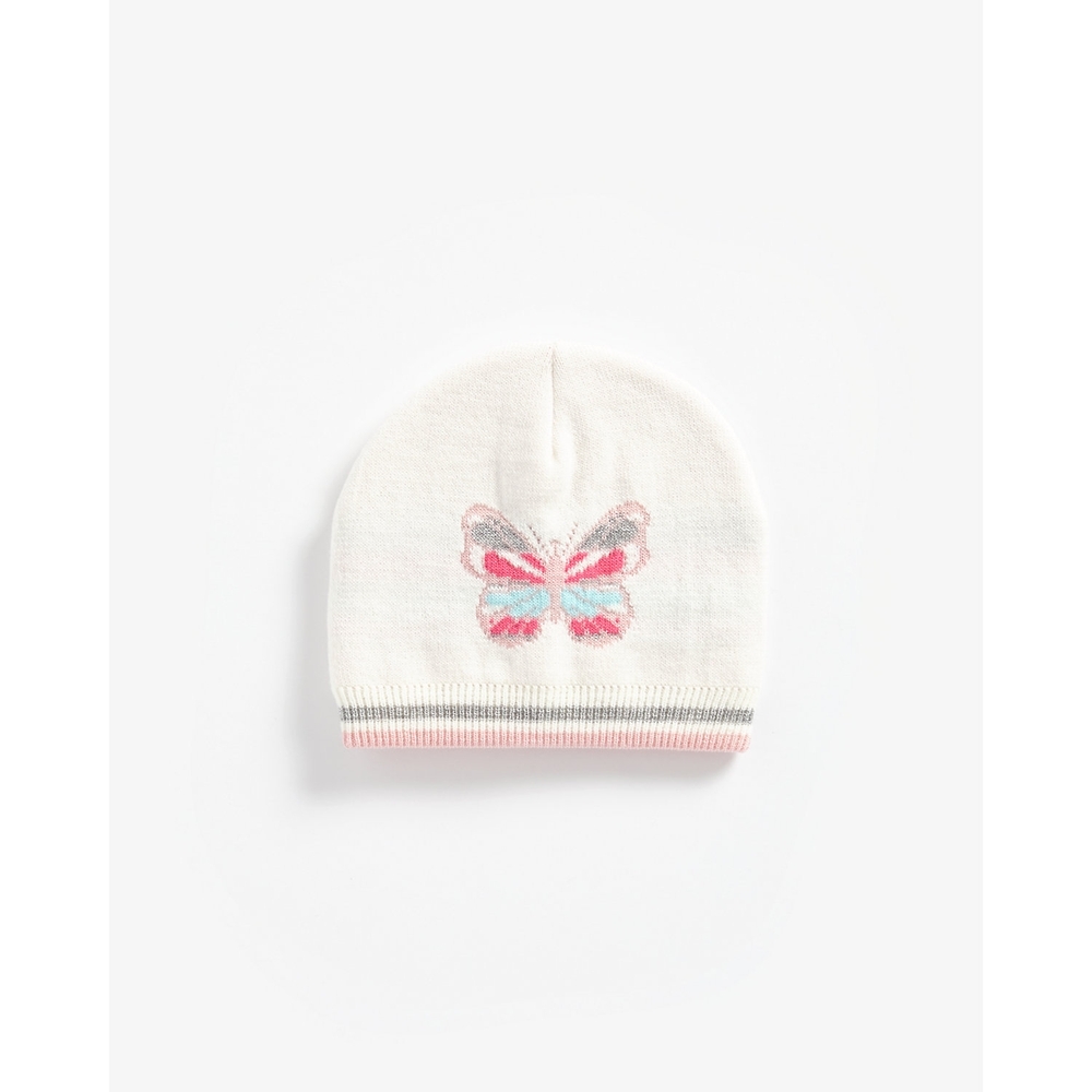 

Girls Beanie Butterfly Design - Cream