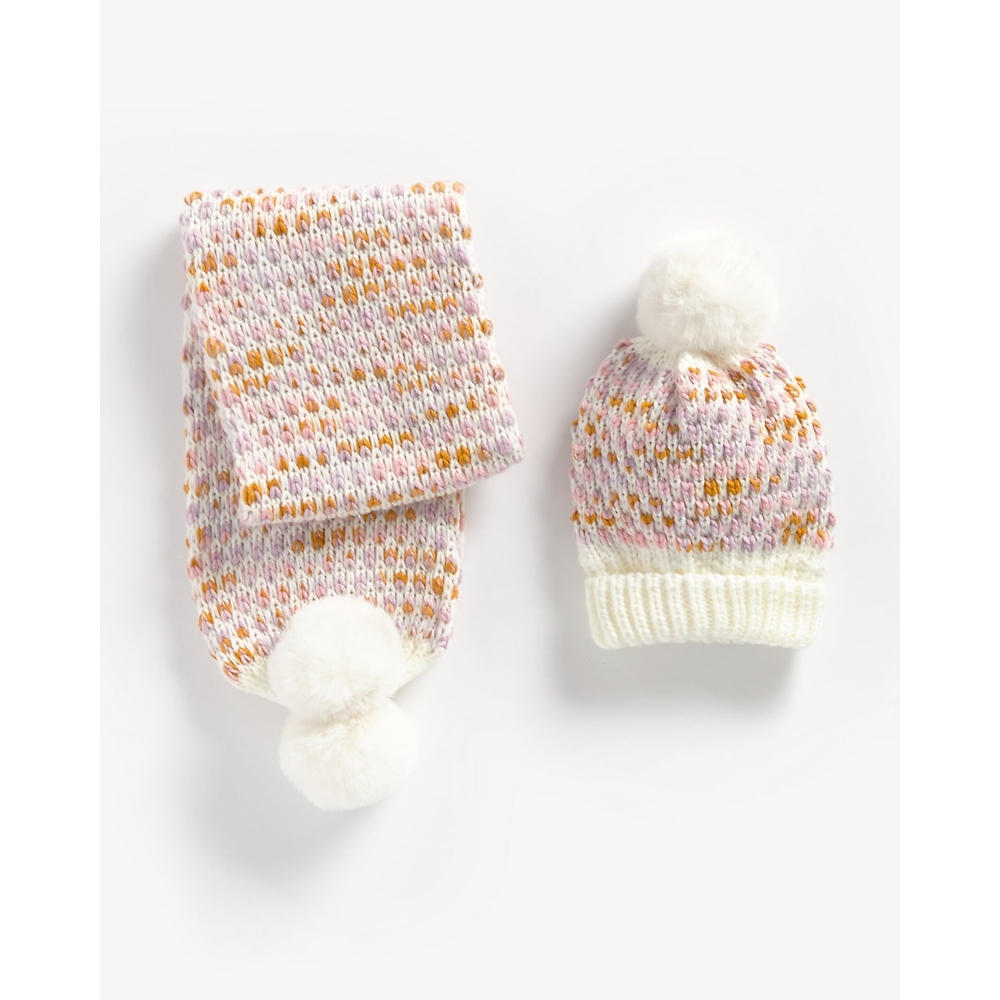 

Girls Hat And Scarf Set Chunky Knit - Multicolor